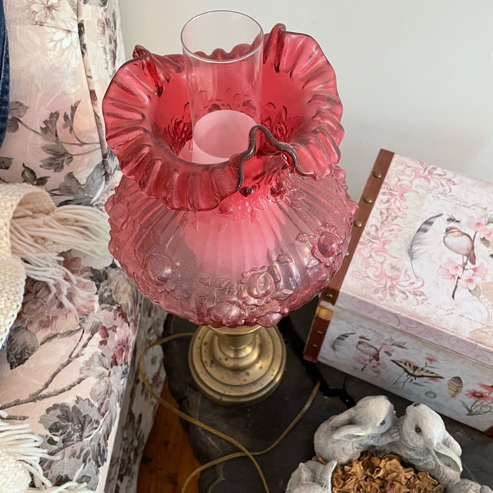Cranberry glass lamp